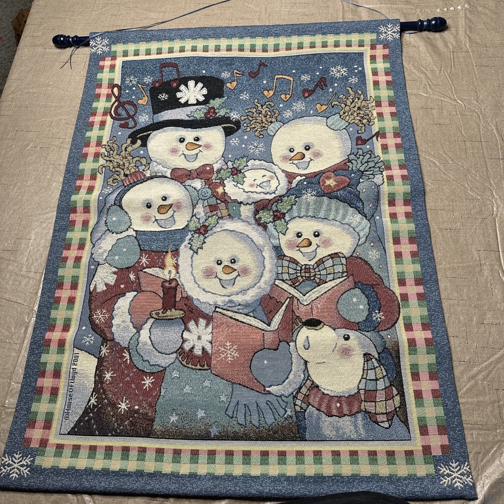 House Of Lloyd Snowmen & Dog Christmas Caroling Tapestry Wall Hanging 2011